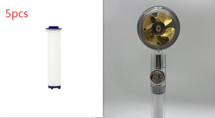 360° Rotation Turbo Fan Shower Head – High Pressure, Water Saving