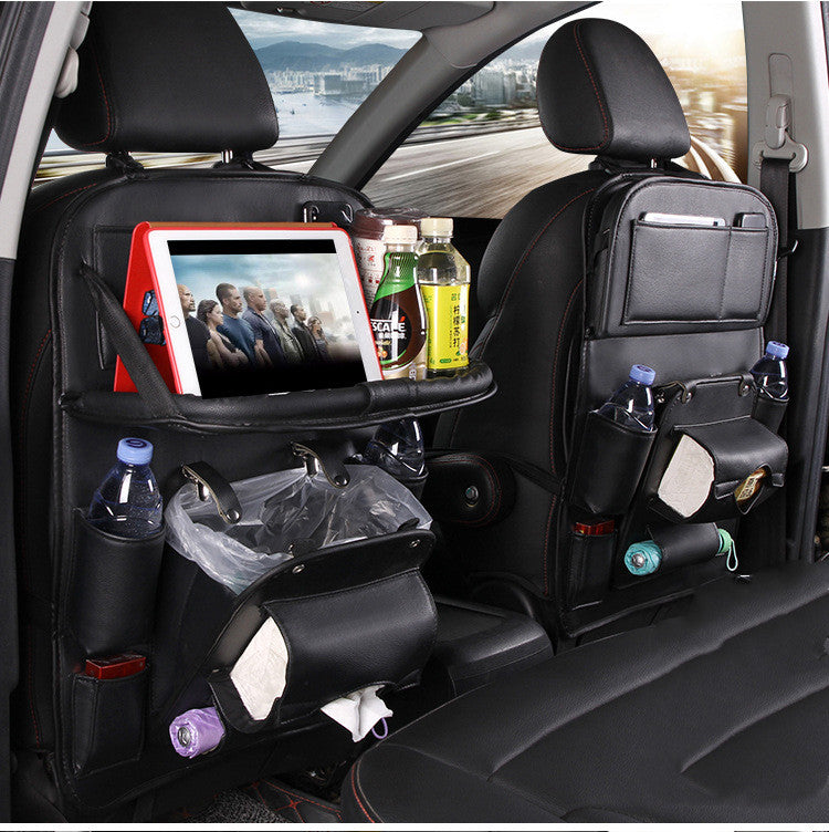 Luxury PU Leather Car Backseat Organizer – Foldable, Waterproof & Multi-Pocket