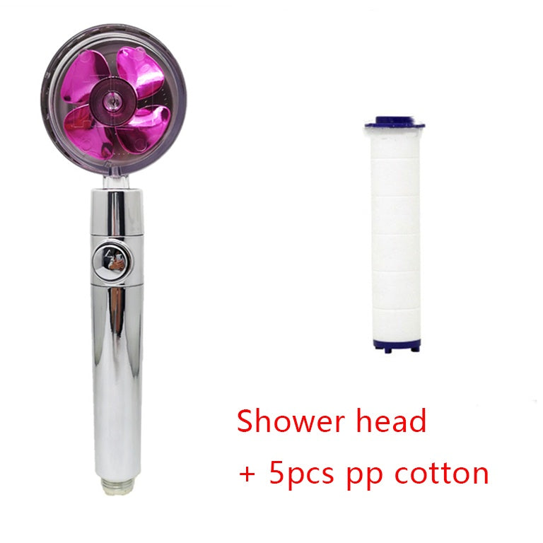 360° Rotation Turbo Fan Shower Head – High Pressure, Water Saving