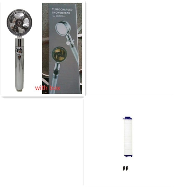 360° Rotation Turbo Fan Shower Head – High Pressure, Water Saving