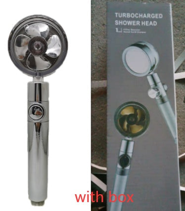 360° Rotation Turbo Fan Shower Head – High Pressure, Water Saving
