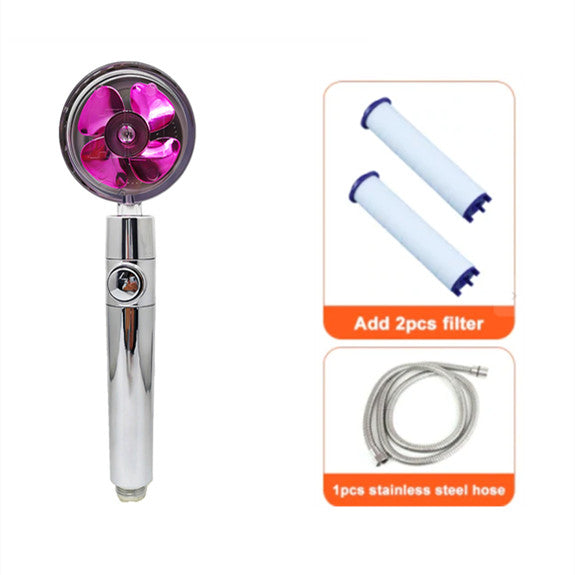 360° Rotation Turbo Fan Shower Head – High Pressure, Water Saving