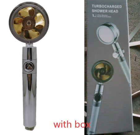 360° Rotation Turbo Fan Shower Head – High Pressure, Water Saving
