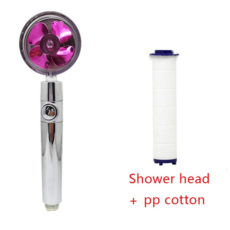 360° Rotation Turbo Fan Shower Head – High Pressure, Water Saving
