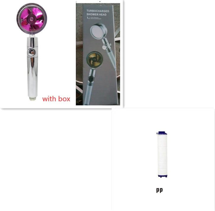 360° Rotation Turbo Fan Shower Head – High Pressure, Water Saving